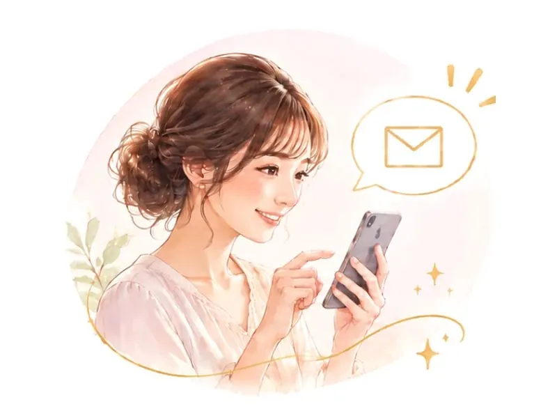 スマートフォンでイベントのお知らせを確認するイメージ